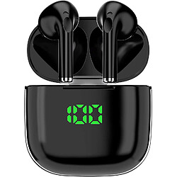 Chrono Écouteurs Bluetooth 5 sans Fil Stéréo, Oreillettes Intra-Auriculaires 30h Indicateur de Batterie Assistant Vocal pour iOS Android Telephone Portable PC TV,Appairage Automatique,Microphone Intégré(Noir)