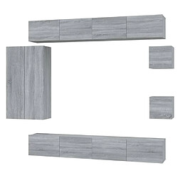 Maison Chic Ensemble de meubles TV 8 pcs | Banc TV Moderne pour salon | Meuble de Rangement - Sonoma gris Bois d'ingénierie -MN11447