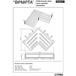 Bemeta - Maison De La Tendance Porte-objets de coin de douche, porte-savon mural CYTRO 33,5 x25 x 6,5 cm