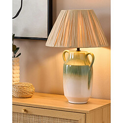 Beliani Lampe à poser en céramique vert et blanc 53 cm LIMONES