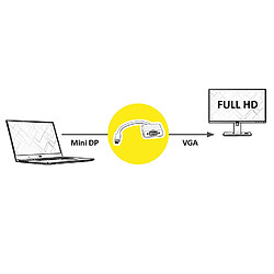 Avis VALUE Adaptateur Mini DisplayPort VGA - Mini DP mâle - VGA Femelle - Actif - avec Une résolution allant jusqu'à 1920 x 1080/1920 x 1200 @ 60 Hz