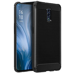 Avizar Coque Oppo Reno Silicone Souple Finition Carbone Effet Métal Brossé noir