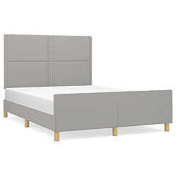 Maison Chic Cadre/structure de lit avec tête de lit pour adulte - Lit Moderne Chambre Gris clair 140x190 cm Tissu -MN69048