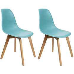 The Home Deco Factory Chaise scandinave en hëtre et polypropylène (Lot de 2) bleu céladon.