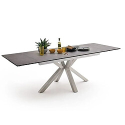 Acheter Pegane Table à manger extensible en céramique anthracite et acier brossé - L.160-240 x H.76 x P.90 cm