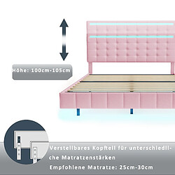 Acheter ComfortXL Lit Rembourré 140 X 200 Cm, Cadre De Lit Flottant Rembourré Avec Lumières LED