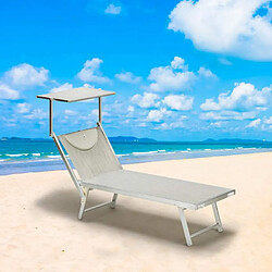 Beach And Garden Design Bain de soleil Chaise longue transats aluminium Santorini 2 pièces, Couleur: Gris