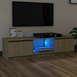 Maison Chic Meubles TV avec lumières LED - Banc TV pour salon chêne sonoma 140x40x35,5 cm -MN58481