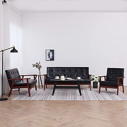 Maison Chic Ensemble de canapés 3 pcs, Canapé droit Sofa pour Salon Noir Similicuir -GKD258819