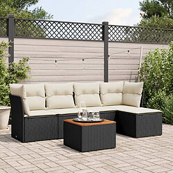 Maison Chic Ensemble Tables et chaises d'extérieur 6pcs avec coussins,Salon de jardin noir résine tressée -GKD234503