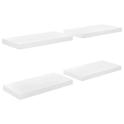 vidaXL Étagère murale flottante 4 pcs Blanc brillant 50x23x3,8 cm MDF