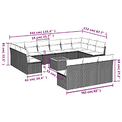 Acheter vidaXL Salon de jardin avec coussins 14 pcs noir résine tressée