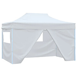 vidaXL Tente pliable de réception avec 4 parois 3 x 4,5 m Blanc