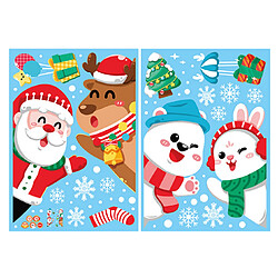 2pcs autocollant d'ornement de noël autocollant verre décoration autocollant autocollant de Noël aîné elk bonhomme de neige autocollant