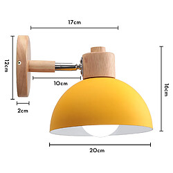 Stoex Ø20CM Applique Murale Rétro Moderne Applique Murale en Bois Et Métal Lampe Murale Simple, Angle Réglable, Pour Salon, Chambre À Coucher (Jaune) E27 pas cher