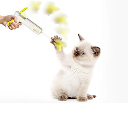 Universal Jouet de chat interactif amusant avec badminton, bâton de chat, pistolet, chaton, chiot, chiot, fournitures pour animaux de compagnie, pistolet de lancement | jouet pour chat (jaune)