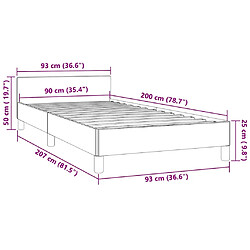 vidaXL Cadre de lit sans matelas gris foncé 90x200 cm velours pas cher