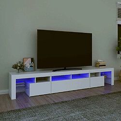 Maison Chic Meuble TV avec lumières LED, Banc TV pour salon, Meuble de rangement Blanc 230x36,5x40 cm -GKD13809