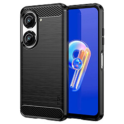 Coque en TPU MOFI surface brossée, texture fibre de carbone, anti-chutte pour votre Asus Zenfone 9 5G - noir