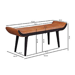 Acheter Mes Banc 125x38x51 cm en bois et cuir véritable noir et marron