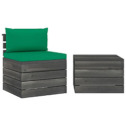 vidaXL Salon palette de jardin 2 pcs avec coussins Bois de pin massif