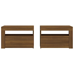 Acheter Maison Chic Lot de 2 Tables de chevet,Table de nuit,Table d'appoint pour salon avec LED chêne marron 60x35x40 cm -MN62347