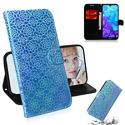 Wewoo Housse Coque Pour Huawei Y5 2019 / Honor 8S Couleur unie Boucle magnétique colorée Flip horizontal en cuir PU avec support et fentes cartes et portefeuille et lanière bleu