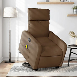 Maison Chic Fauteuil Relax pour salon, Fauteuil inclinable de massage électrique Marron Tissu -GKD84109