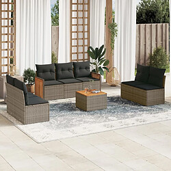 vidaXL Salon de jardin 8 pcs avec coussins gris résine tressée