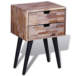 Avis Helloshop26 Table de nuit chevet commode armoire meuble chambre avec 2 tiroirs bois de teck recyclé 1402126