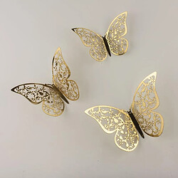 Universal 12PCS 3D papillon en métal, décoration murale feuille d'or