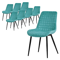 ML-Design Lot de 8 Chaises de Salle à Manger, Pétrole, Assise en Velours avec Pieds Métalliques Noirs