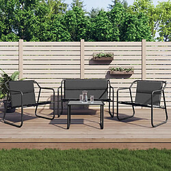 Maison Chic Salon de jardin 4 pcs avec coussins - Table et chaises d'extérieur - Mobilier/Meubles de jardin Moderne anthracite acier -MN33420