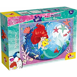 Lisciani, Maxi Puzzle pour enfants à partir de 4 ans, 60 pièces, 2 en 1 Double Face Recto / Verso avec le dos à colorier - Disney La Petite Sirène 74167