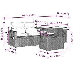 vidaXL Salon de jardin 5 pcs avec coussins noir résine tressée pas cher