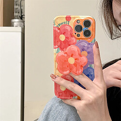 GUPBOO Étui pour iPhone13 Peinture à l'huile fleurs style coréen support de cas de téléphone doux