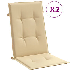 vidaXL Coussins de chaise à dossier haut lot de 2 beige mélangé tissu