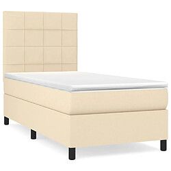 Maison Chic Lit Adulte - Lit simple Lit à sommier tapissier avec matelas moelleux - Meuble de Chambre - Crème 100x200 cm Tissu -MN94613