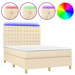 Sommier à lattes,Cadre à lattes de lit et matelas et LED pour Adulte Crème 140x190cm Tissu -MN44761