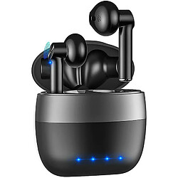 Chrono Écouteurs Bluetooth intra-auriculaires, écouteurs sans fil Écouteurs sans fil Écouteurs de sport avec charge rapide USB-C, couplage automatique, basses profondes stéréo, microphone intégré pour smartphones(noir)