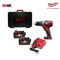 Perceuse visseuse MILWAUKEE M18 BDD-402C - 2 batteries 18V 4.0Ah - 1 chargeur M12-18C 4933443565