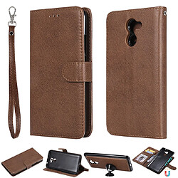 Wewoo Housse Coque Pour Huawei Y7 Prime Étui de protection à rabat horizontal de couleur unie avec support et fentes cartes et portefeuille et cadre photo et lanière marron