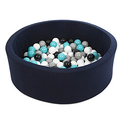 Velinda Piscine à balles Aire de jeu + 150 balles bleu marine noir,blanc,gris,turquoise