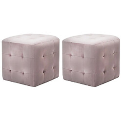 Maison Chic Lot de 2 Tables de chevet - Tables de Nuit Rose 30x30x30 cm Tissu velours