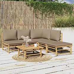 Maison Chic Salon de jardin 6 pcs + coussins - Mobilier/Meubles de jardin - Table et chaises d'extérieur taupe bambou -MN57116