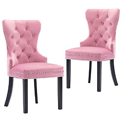 Decoshop26 Lot de 2 chaises de salle à manger cuisine design classique velours rose CDS020962