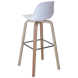 Mendler 2x tabouret de bar Palmdale, chaise de comptoir avec dossier ~ tissu, blanc pas cher