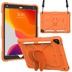 Coque en TPU + silicone avec béquille en forme de papillon, couleur unie, antichoc orange pour votre Apple iPad 10.2 (2021)/(2020)/(2019)