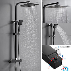 AURALUM MAX® Colonne de Douche 38°C Thermostatique - Colonne de Douche Economie D'eau - Ensemble de Douche Thermostatique Pour Salle de Bain - Noir!