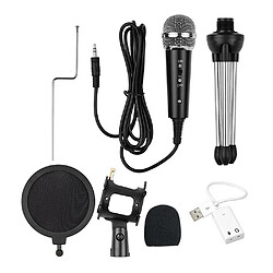 Avis Justgreenbox Kit de microphone vidéo avec mini trépied antichoc filtre anti-pop pare-brise câble adaptateur USB prise TRS 3,5 mm, Option b